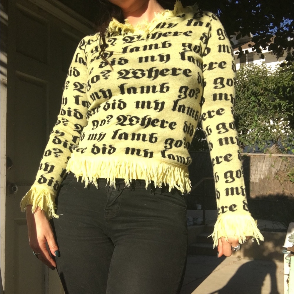 Where did my LAMB go? yellow pullover sweater